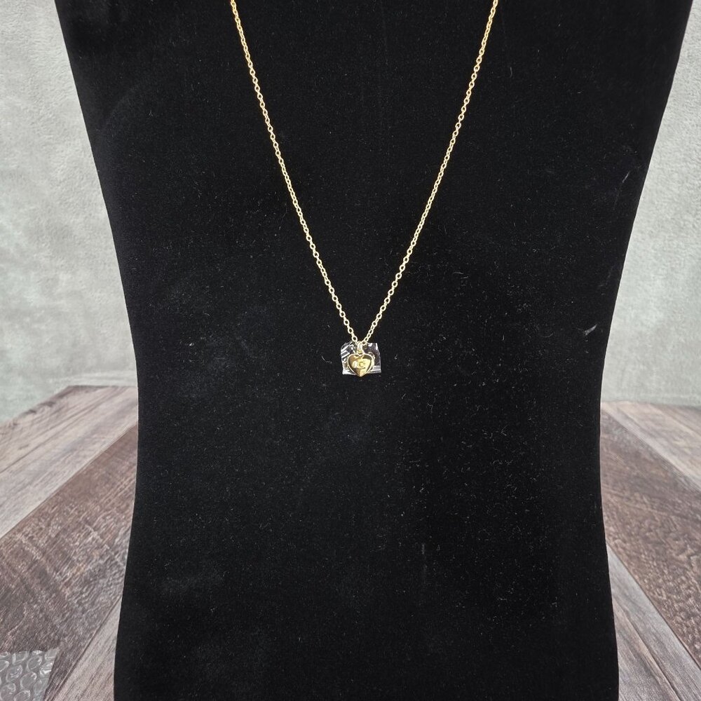 Coach Charming Charms Signature Heart Short Pendant Necklace 14K Gold Plated New
